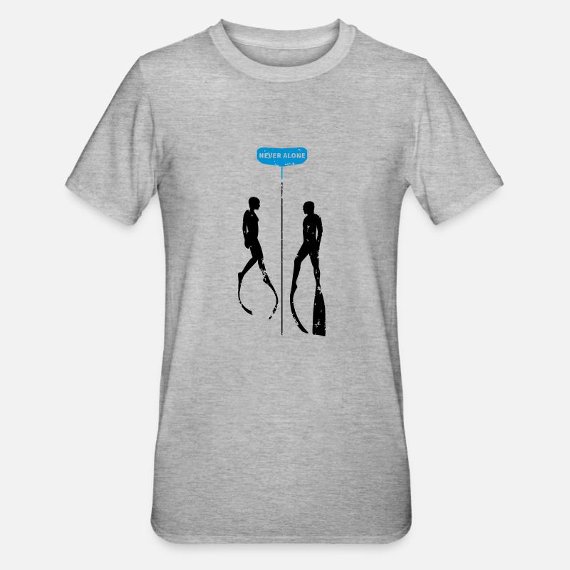 Never Alone Bifins - Unisex Polycotton T-Shirt - Grau meliert