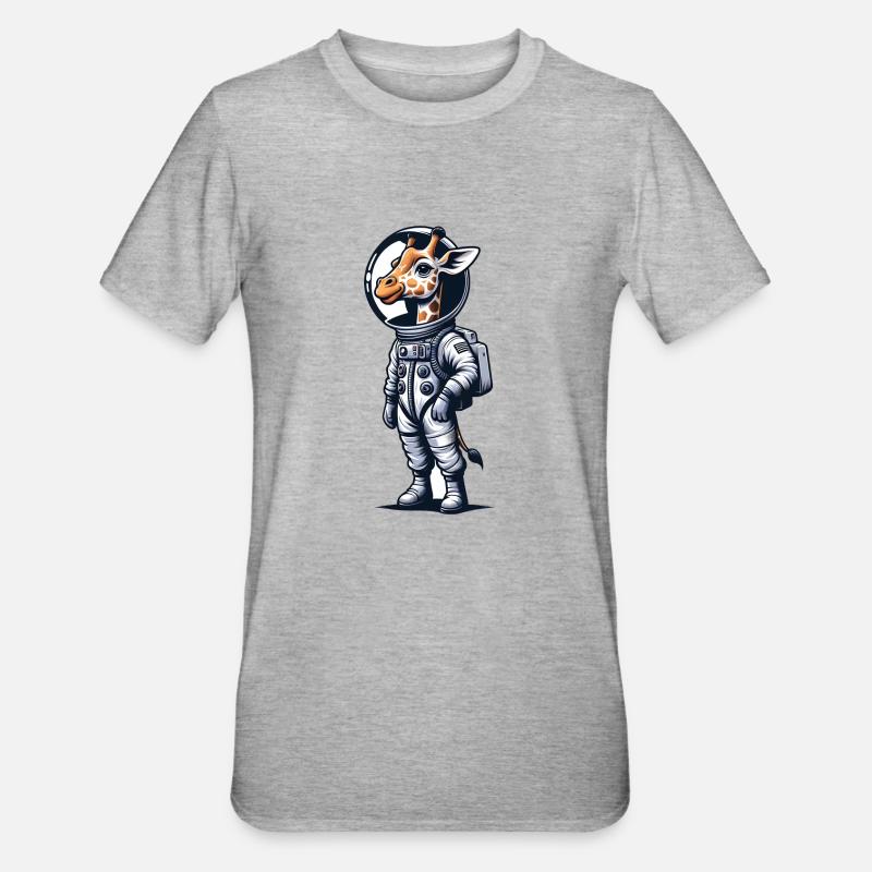 Mignon Girafe Astronaute - T-shirt polycoton Unisexe - gris chiné