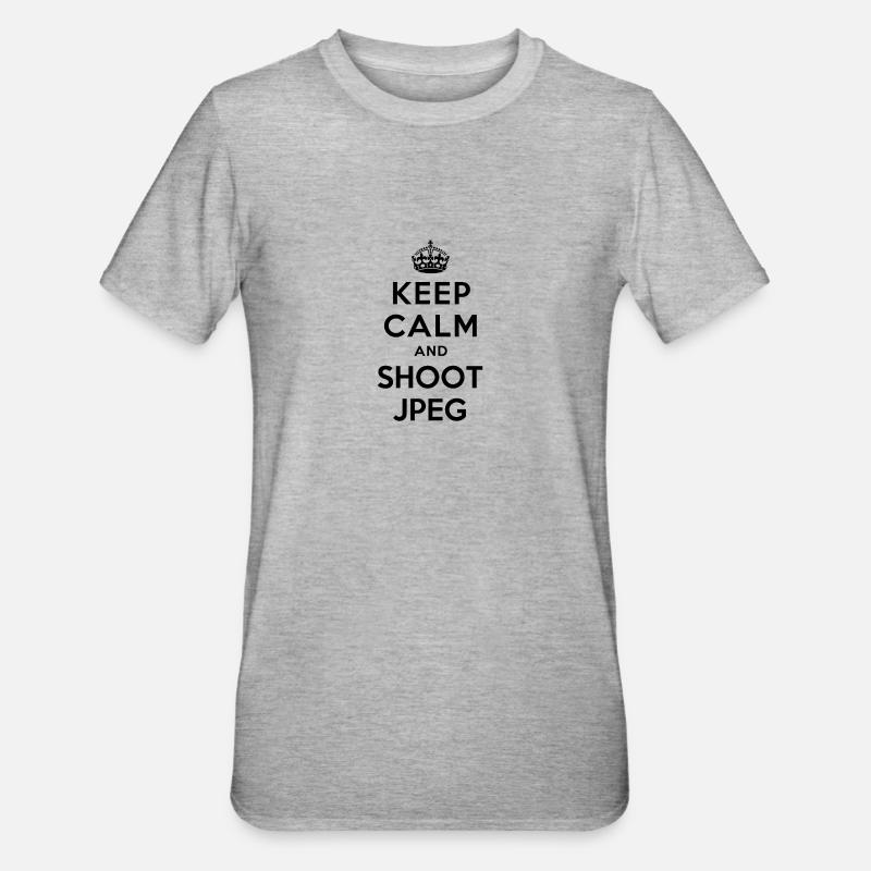 KEEP CALM SHOOT JPEG (noir) - T-shirt polycoton Unisexe - gris chiné