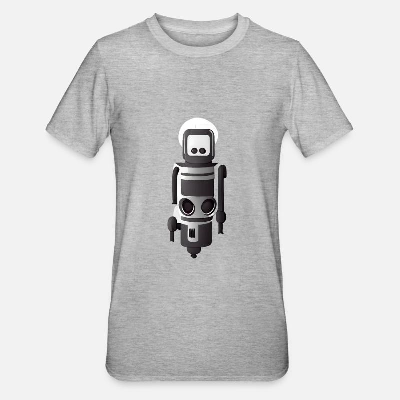 Roboter schwebend - Unisex Polycotton T-Shirt - Grau meliert