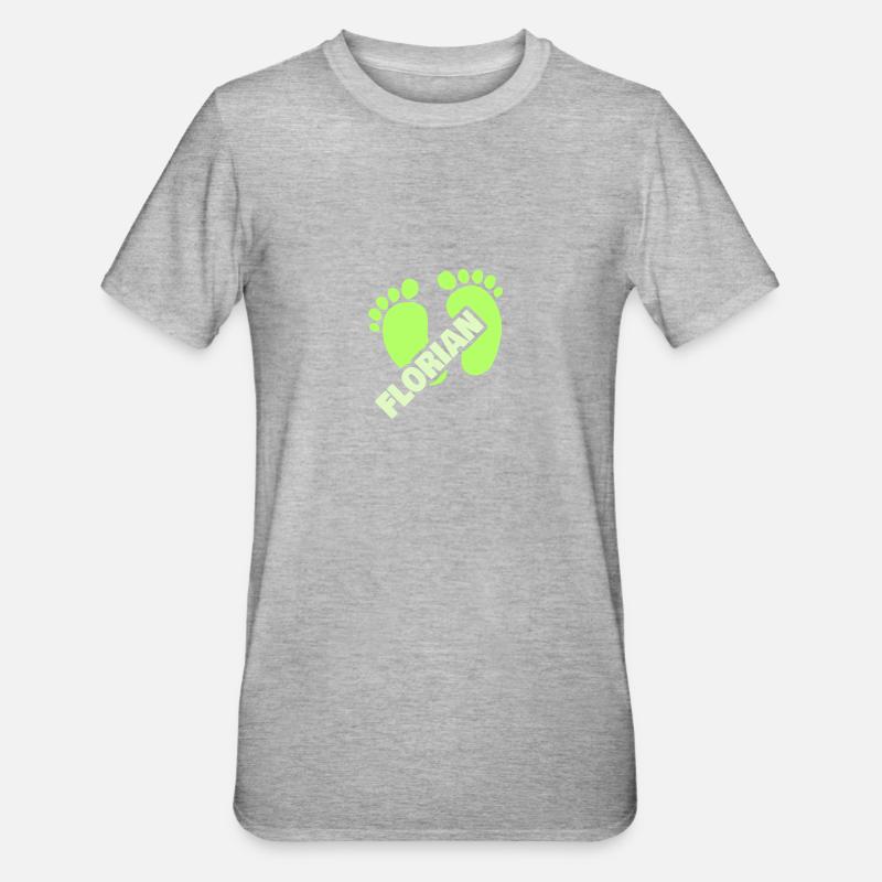 Geburt Florian - Unisex Polycotton T-Shirt - Grau meliert