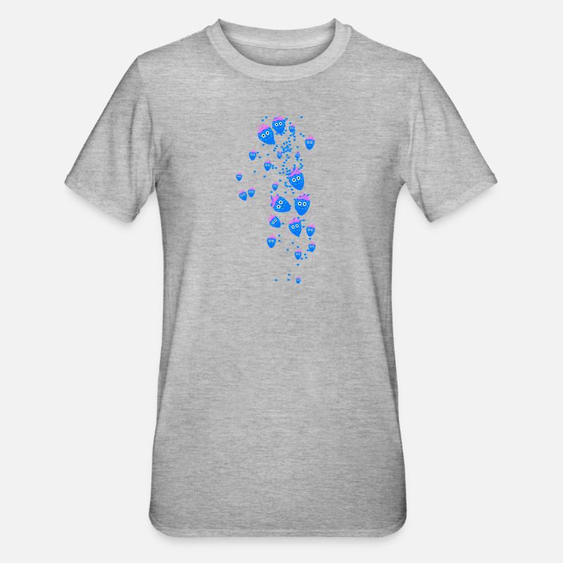 erdbeeren,erdbeere,muster,herzen, blau - Unisex Polycotton T-Shirt - Grau meliert