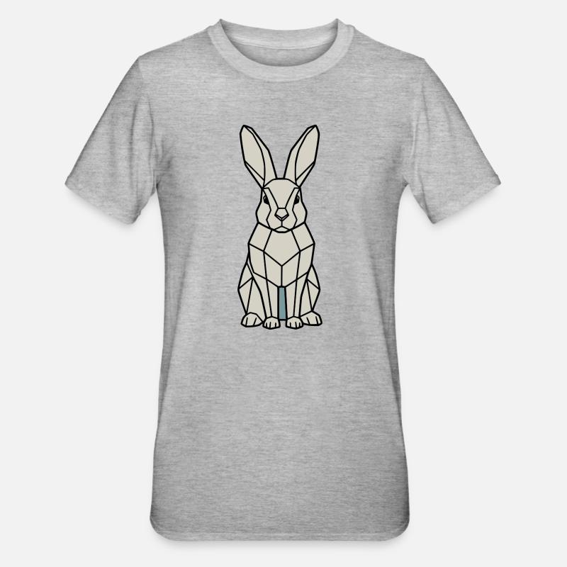 Geometric Bunny Low Poly Modern - T-shirt polycoton Unisexe - gris chiné