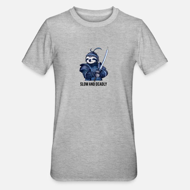 Samurai Sloth - Unisex Polycotton T-Shirt - heather grey
