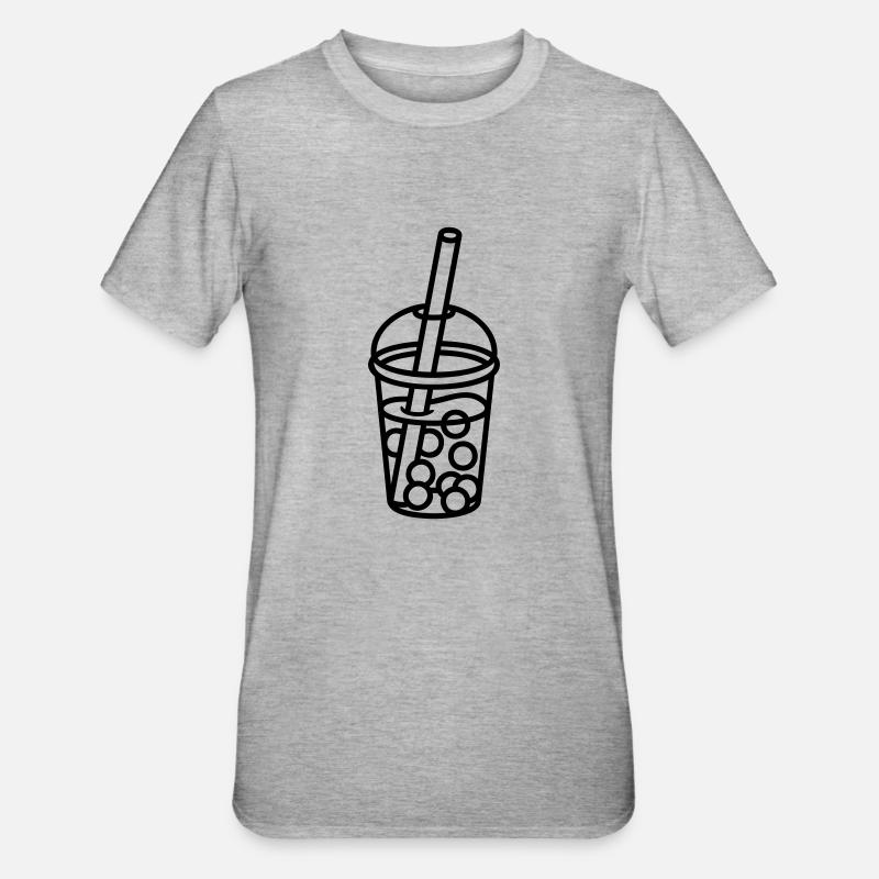 Comic Bubble Tea Design - Unisex Polycotton T-Shirt - heather grey