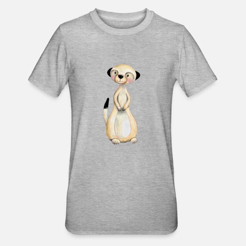 Emmi Erdmännchen - Unisex Polycotton T-Shirt - Grau meliert