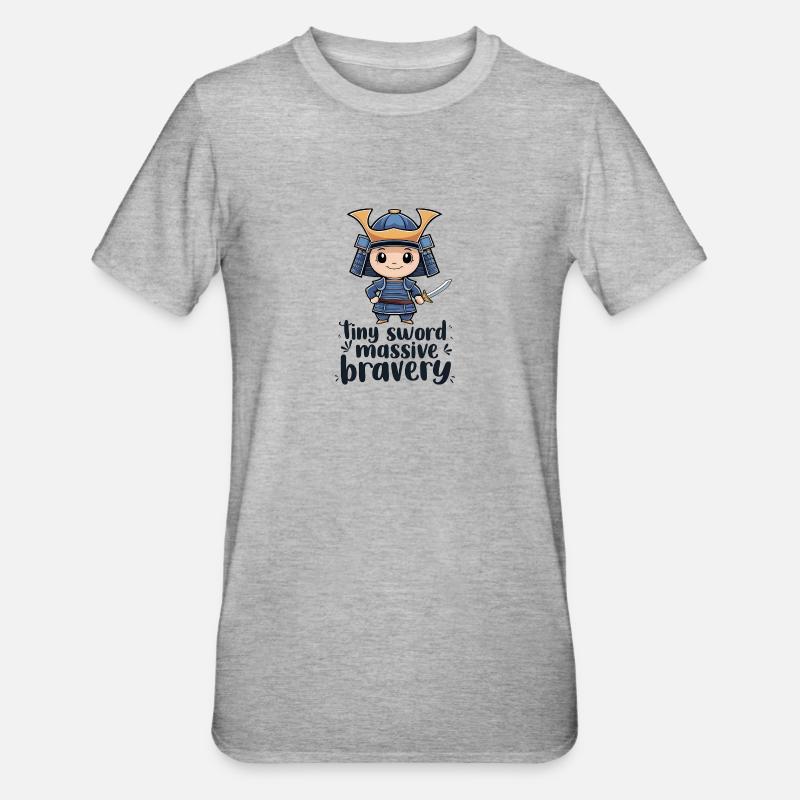 Samouraï Chibi - T-shirt polycoton Unisexe - gris chiné
