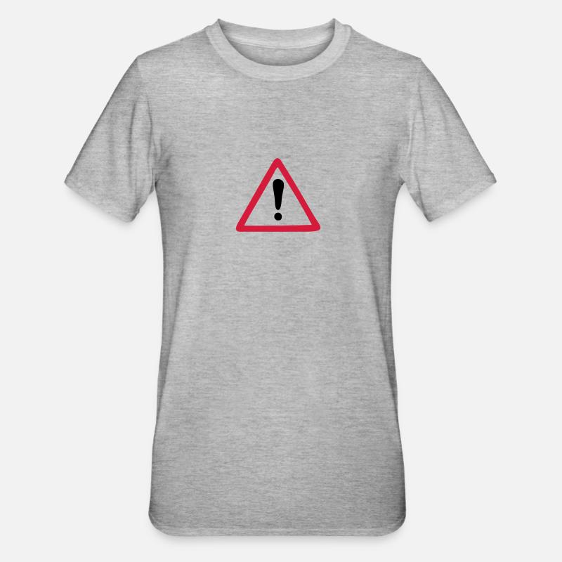 Warn Zeichen Warnung - Unisex Polycotton T-Shirt - Grau meliert