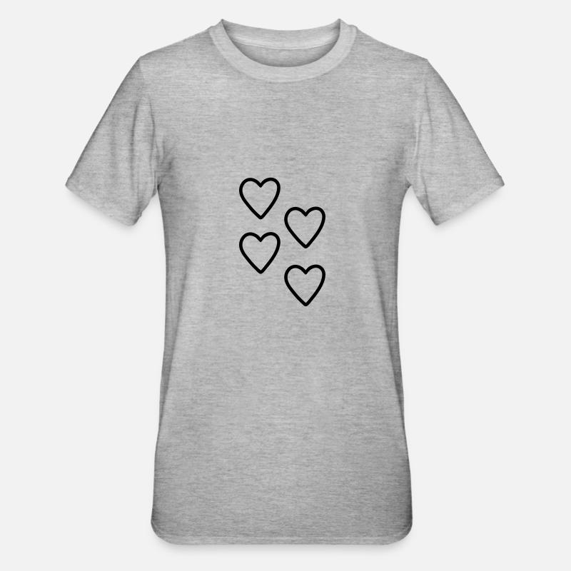 Herzen Geschenkidee - Unisex Polycotton T-Shirt - Grau meliert