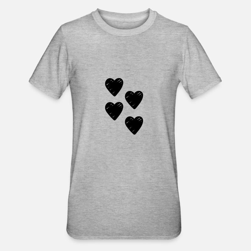 Herzen Geschenkidee - Unisex Polycotton T-Shirt - Grau meliert