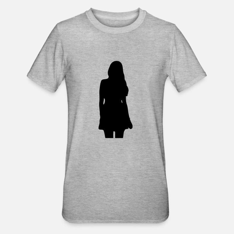 Modell Mädchen Silhouette - Unisex Polycotton T-Shirt - Grau meliert