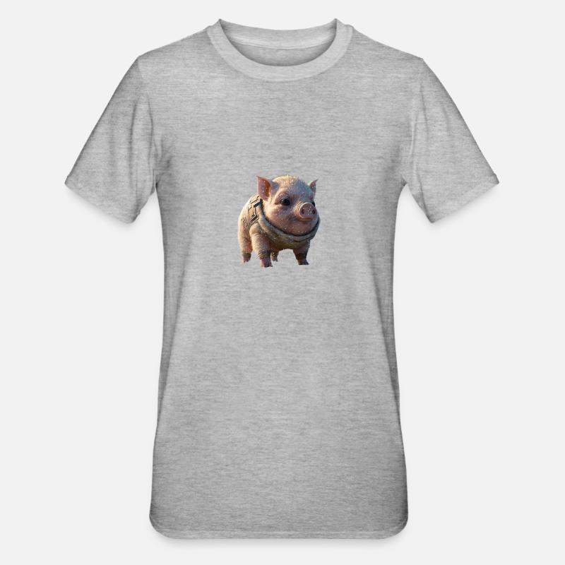 Cochon de l’espace doux - T-shirt polycoton Unisexe - gris chiné