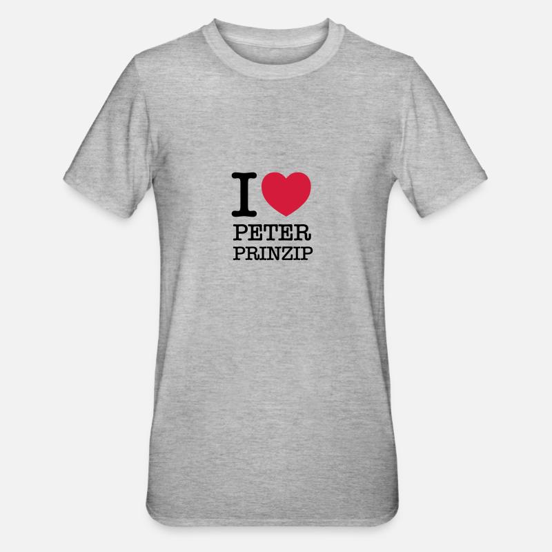 J'aime "Principe de Peter" - T-shirt polycoton Unisexe - gris chiné