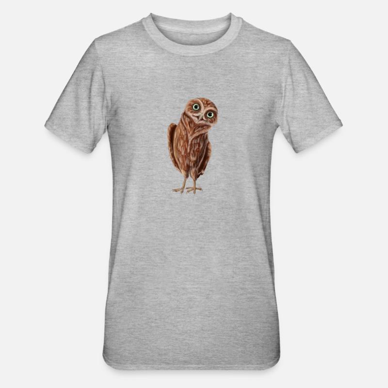 Kleine Eule - Unisex Polycotton T-Shirt - Grau meliert