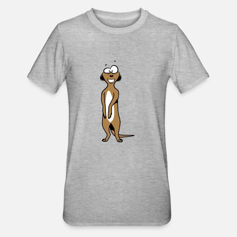 Erdmännchen süss witzig - Unisex Polycotton T-Shirt - Grau meliert