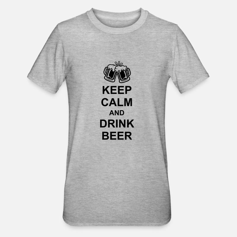 Dire Keep Calm Beer - T-shirt polycoton Unisexe - gris chiné