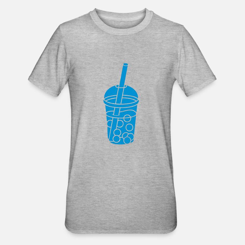 Becher Design Bubble Tea - Unisex Polycotton T-Shirt - Grau meliert