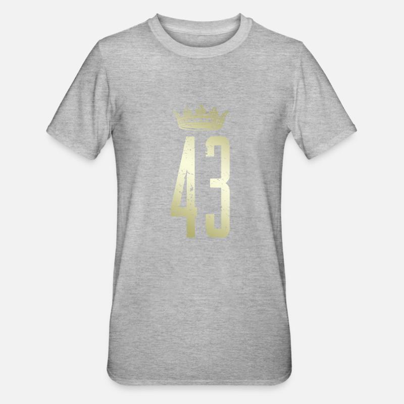 43 Nummer Krone - Unisex Polycotton T-Shirt - Grau meliert