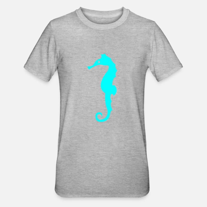 seepferdchen silhouette - Unisex Polycotton T-Shirt - Grau meliert