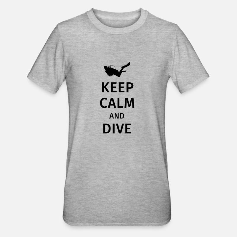 keep calm and dive - T-shirt polycoton Unisexe - gris chiné