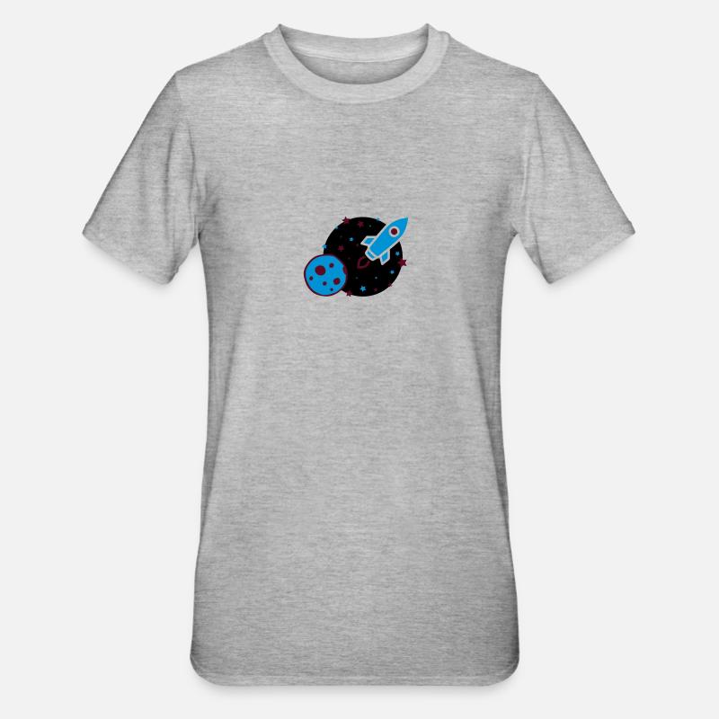 Rakete - Unisex Polycotton T-Shirt - Grau meliert