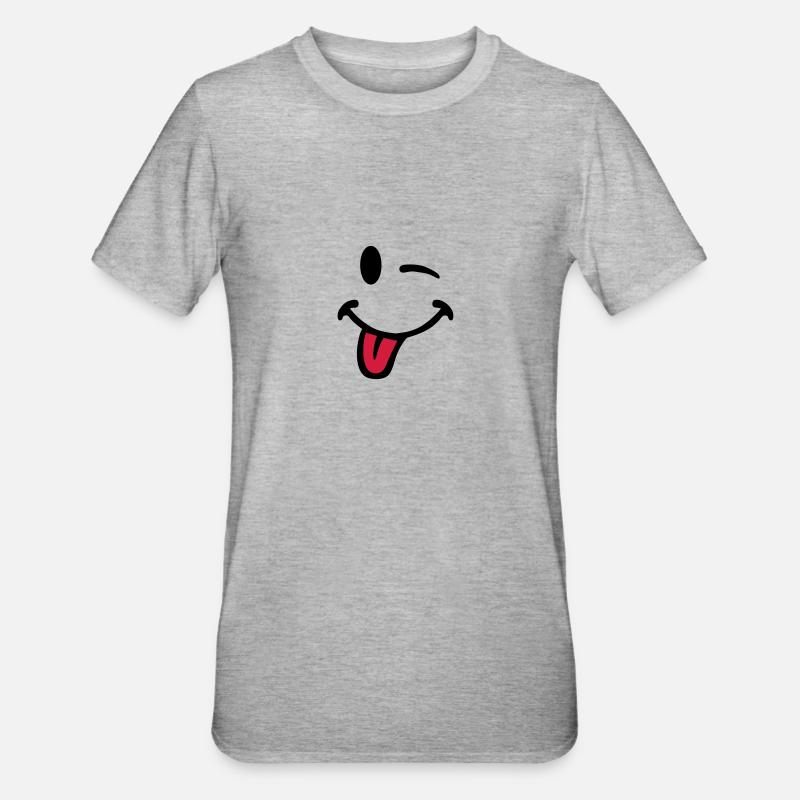 Smiley pulls the tongue 7012 - Unisex Polycotton T-Shirt - heather grey