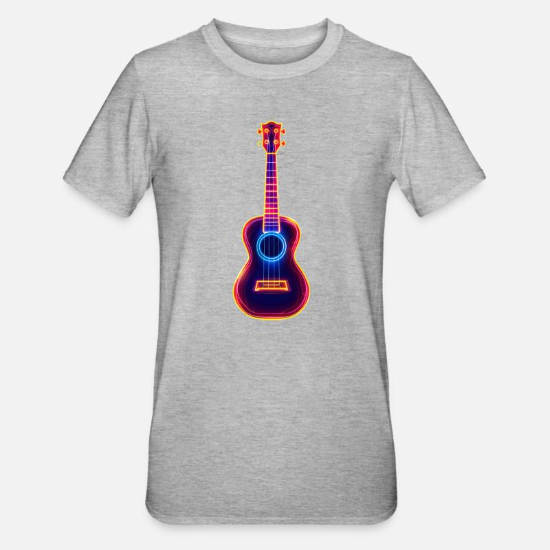 Ukulélé Synthwave rétro - T-shirt polycoton Unisexe - gris chiné