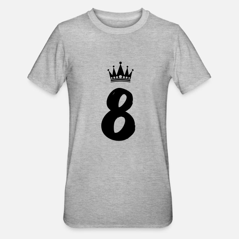 8 Krone - Unisex Polycotton T-Shirt - Grau meliert