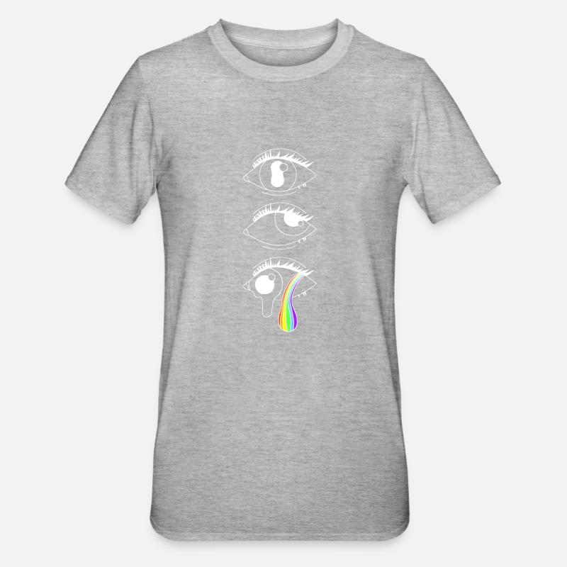 Psychedelische Augen mit Regenbogen, Eyecatcher - Unisex Polycotton T-Shirt - Grau meliert