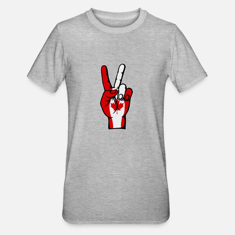 Drapeau du Canada, Symbole de la Paix, De la Victoire - T-shirt polycoton Unisexe - gris chiné