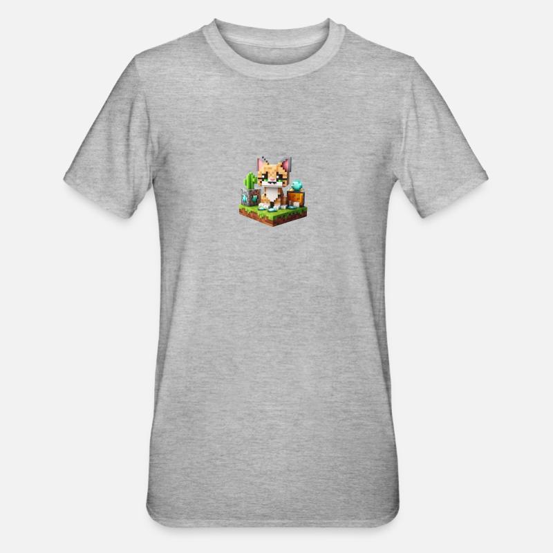 Chat Pixel 4 - T-shirt polycoton Unisexe - gris chiné