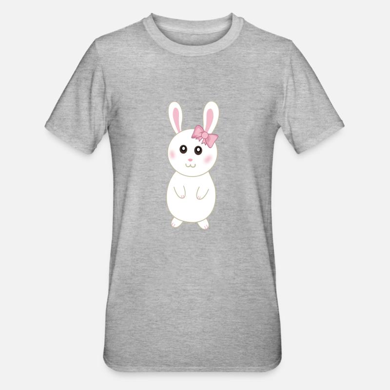 Rabbitette cute white rabbit - Unisex Polycotton T-Shirt - heather grey