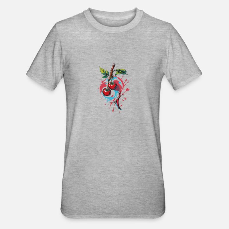 Rote Kirsche Cherries Kirschen Cherry - Unisex Polycotton T-Shirt - Grau meliert