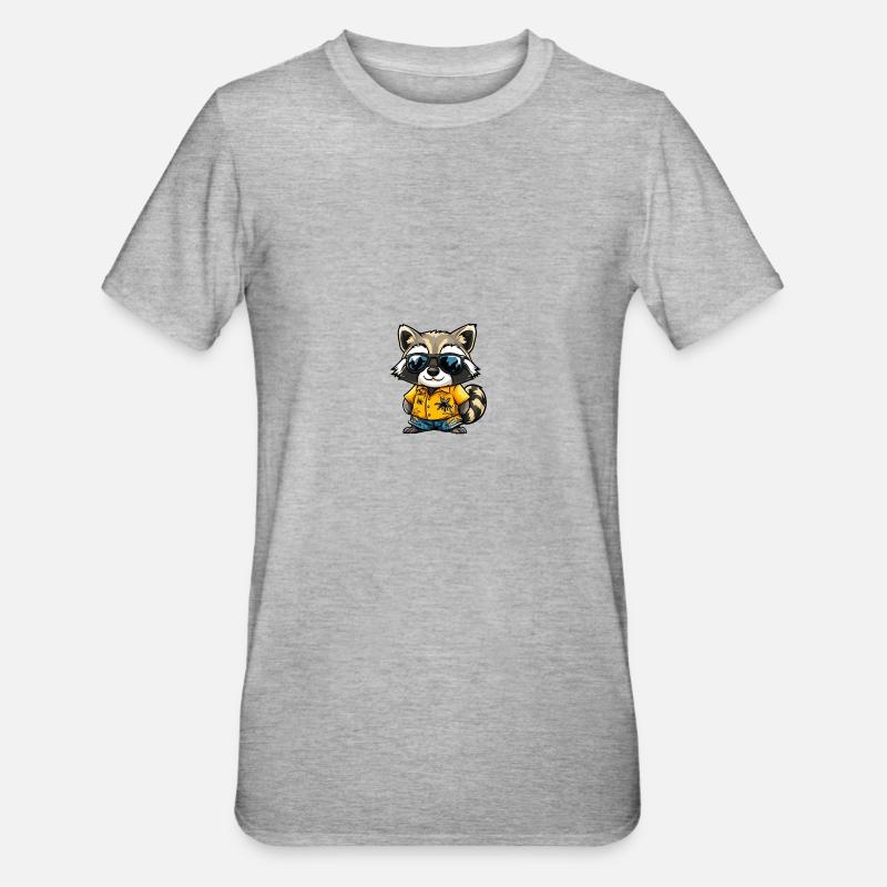 Waschbär Cool Sommer - Unisex Polycotton T-Shirt - Grau meliert