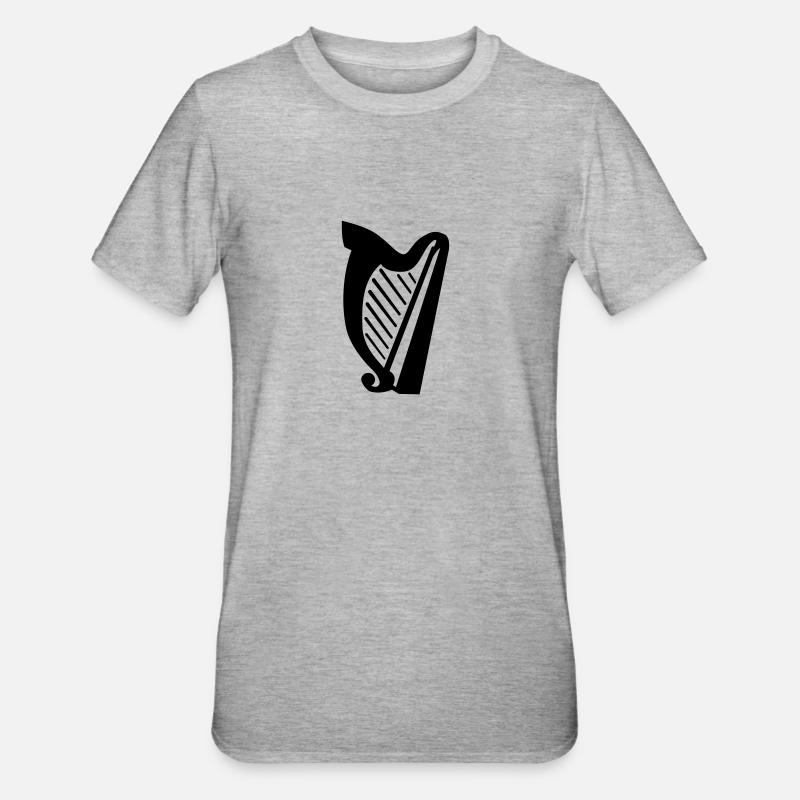Harfe - Unisex Polycotton T-Shirt - Grau meliert