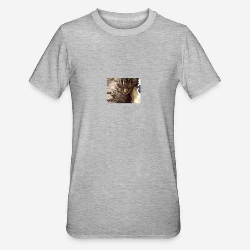 chat, cocur, chatte - T-shirt polycoton Unisexe - gris chiné