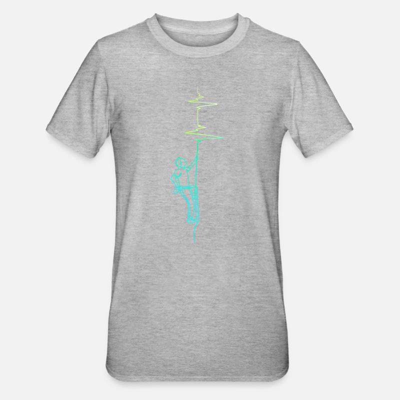 Escalade électrocardiogramme vert / bleu - T-shirt polycoton Unisexe - gris chiné
