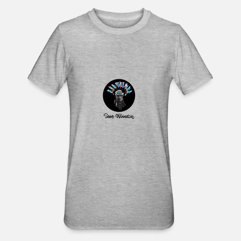 save winnetou,winnetou,indianer,graffiti,kreis, - Unisex Polycotton T-Shirt - Grau meliert