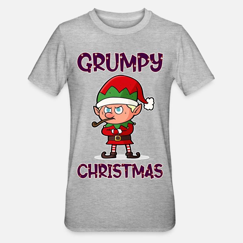 Grumpy Christmas Elf - Unisex Polycotton T-Shirt - heather grey