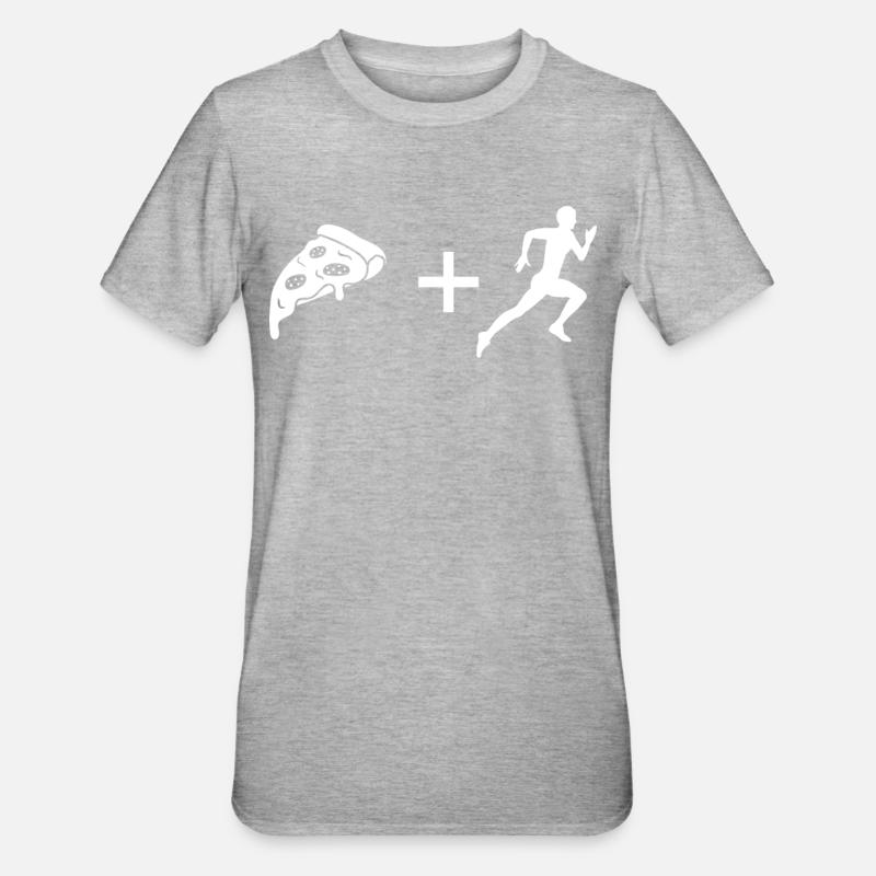 Pizza - Course à pied - - T-shirt polycoton Unisexe - gris chiné