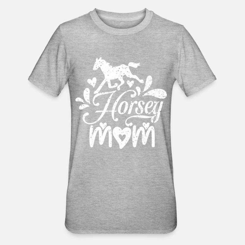 Pferdchen-Mama - - Unisex Polycotton T-Shirt - Grau meliert
