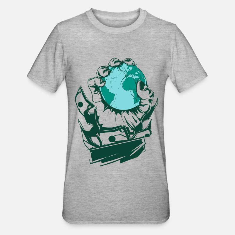 BasedWear - Main de la cupidité - T-shirt polycoton Unisexe - gris chiné