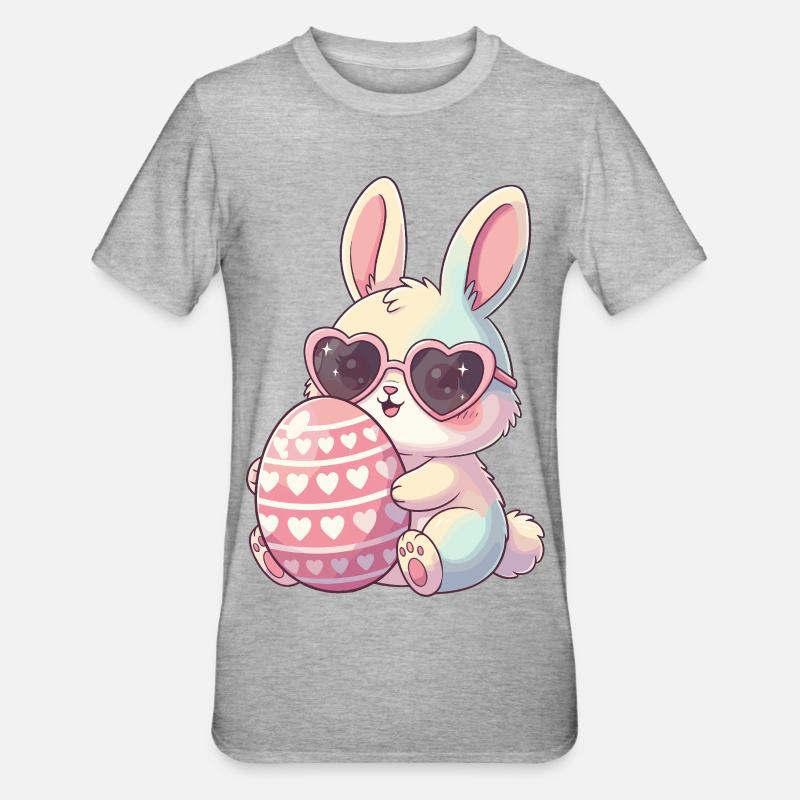 Herzblick Bunny Easter Egg - Unisex Polycotton T-Shirt - heather grey