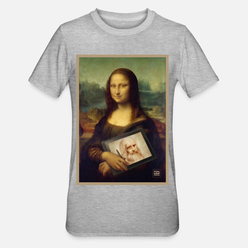 Mélange de sketches de tablette Mona Lisa - T-shirt polycoton Unisexe - gris chiné