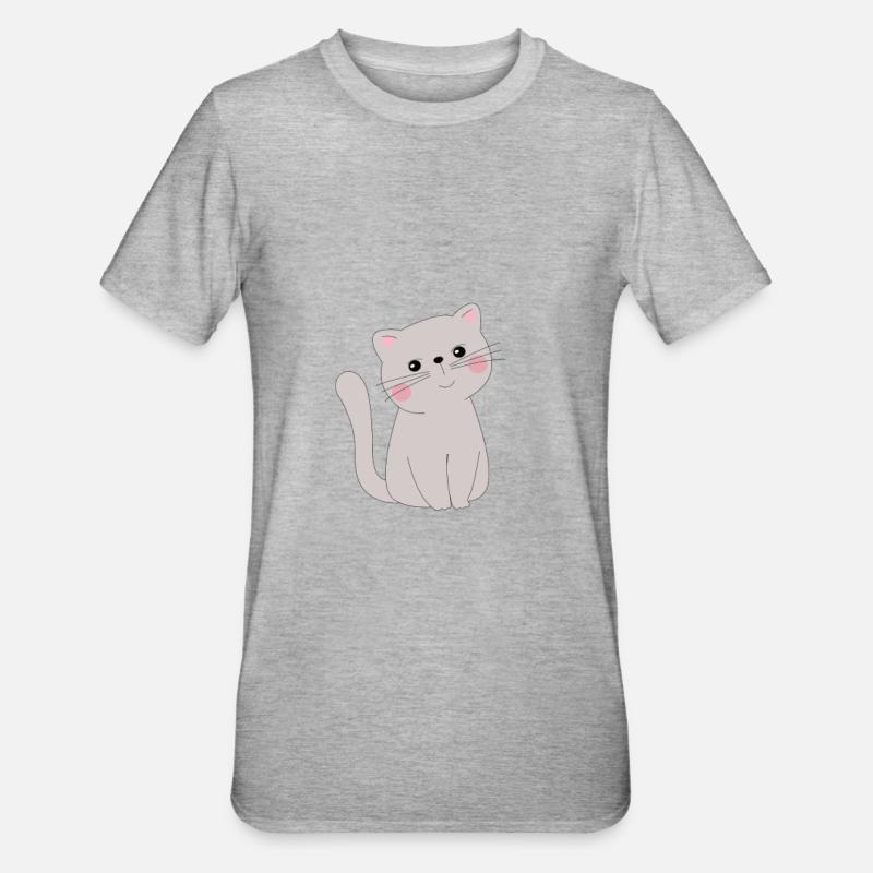 Chat mignon - T-shirt polycoton Unisexe - gris chiné