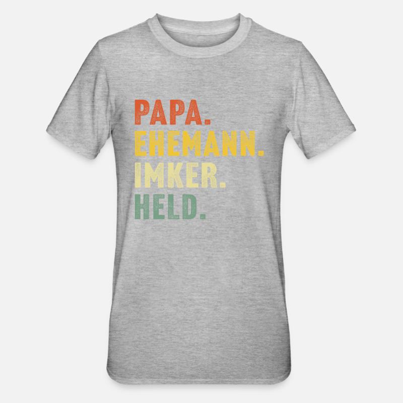 papa ehemann Imker held - Unisex Polycotton T-Shirt - Grau meliert