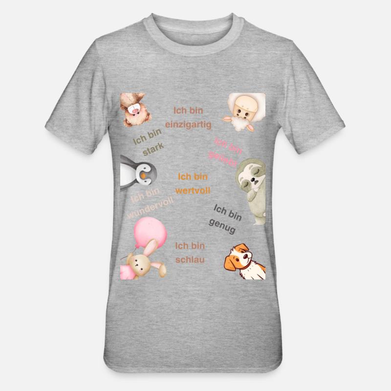 Affirmation Ich bin - Unisex Polycotton T-Shirt - Grau meliert