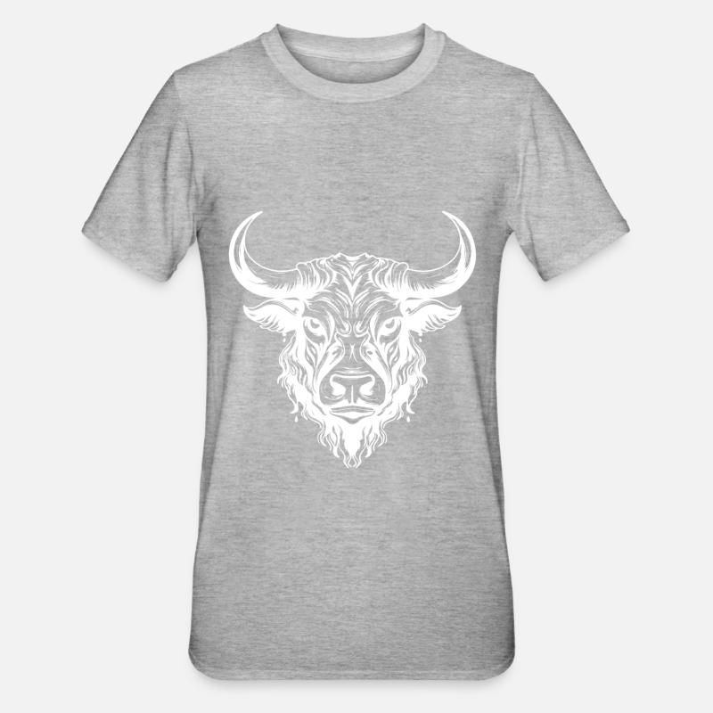 Bull Head Taurus Taurus - Unisex Polycotton T-Shirt - heather grey