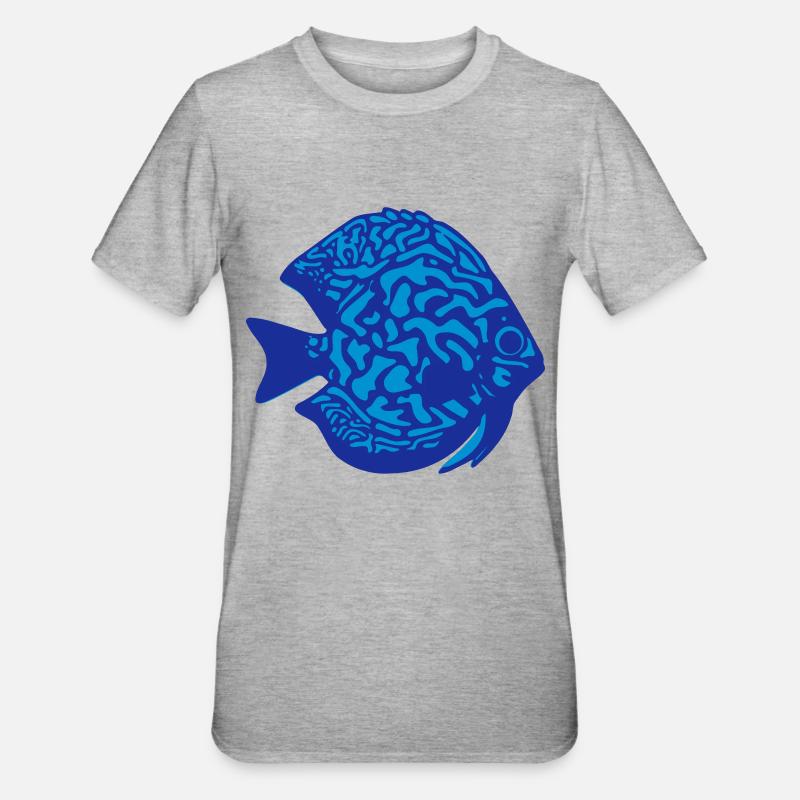 Diskusfisch vektor - Unisex Polycotton T-Shirt - Grau meliert