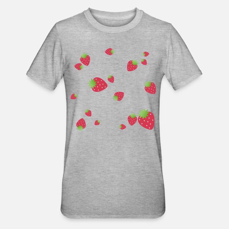 Erdbeeren - Unisex Polycotton T-Shirt - Grau meliert